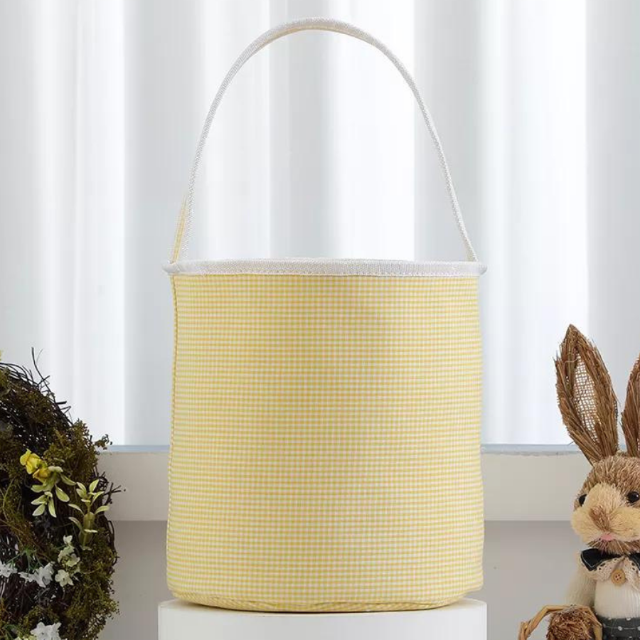 Easter Basket Plaid Seersucker Green Say it with Yellow