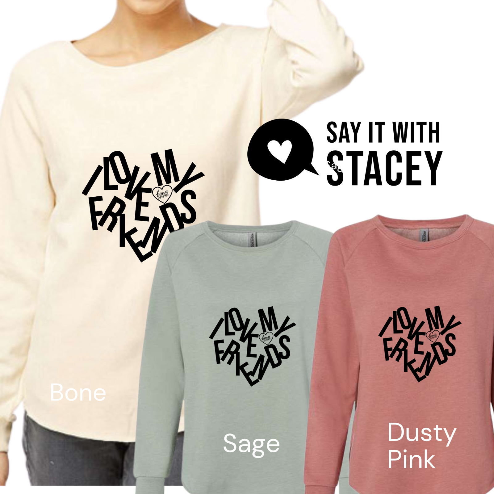 I Love My Friends Hooded Pullover