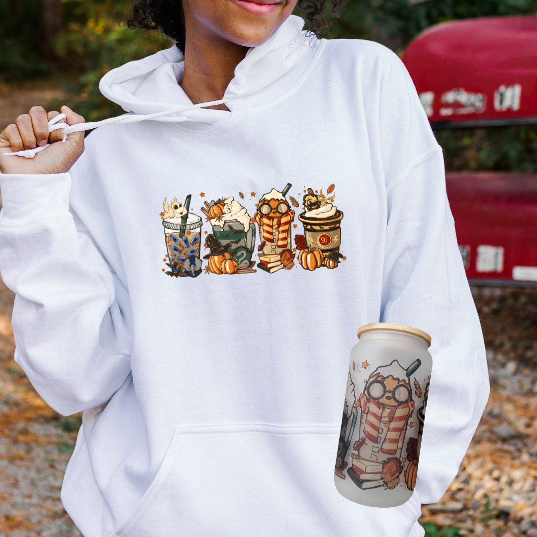 Harry Potter Fall Hoodie - Unisex Adult Size Set (Premium Fleece Hoodie + Tumbler)