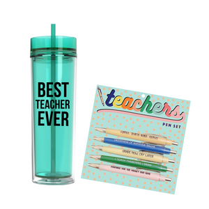 Best Teacher Ever Acrylic Tumbler + Pen Set