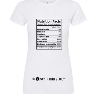 Nutrition Facts Feminism TShirt