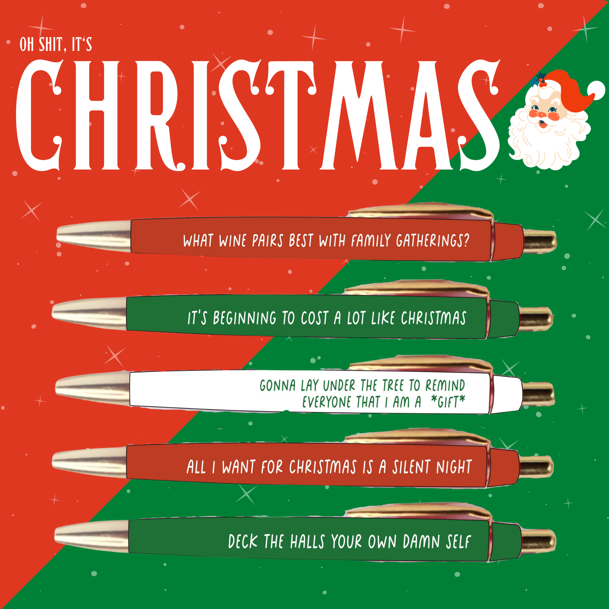 Christmas Pen Set (Holiday, pen, office, funny, unique, gift) Pen Set