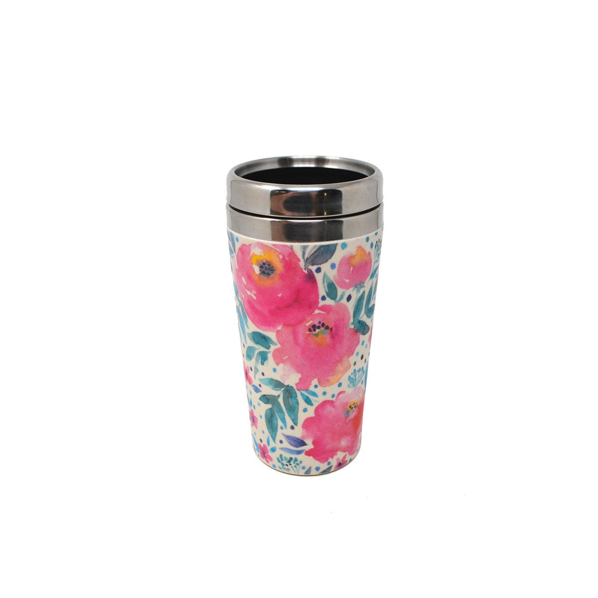 Watercolor Floral Bamboo Fibre Travel Mug