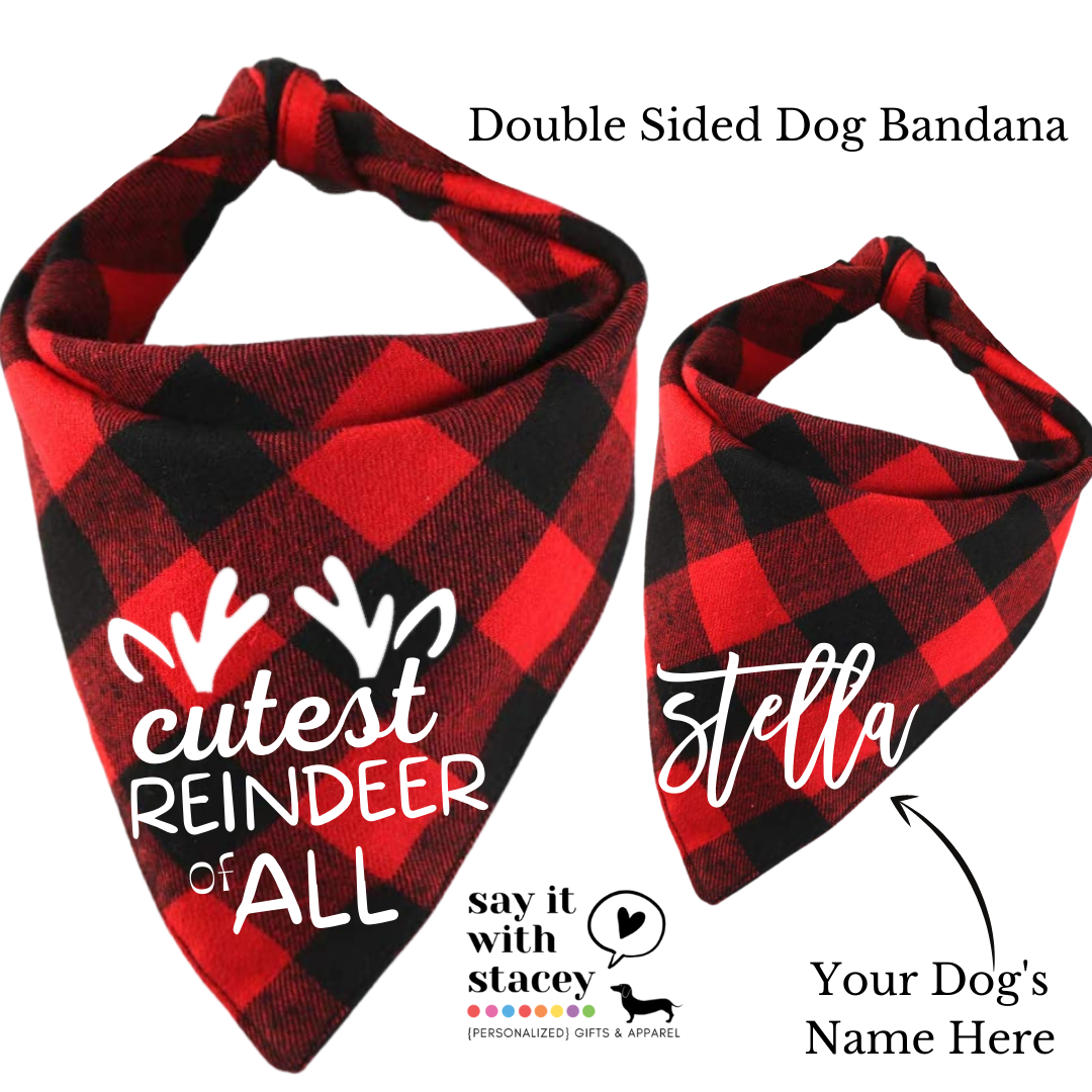 Buffalo Plaid Bandana {Choose your saying} + Personalized Double Sided