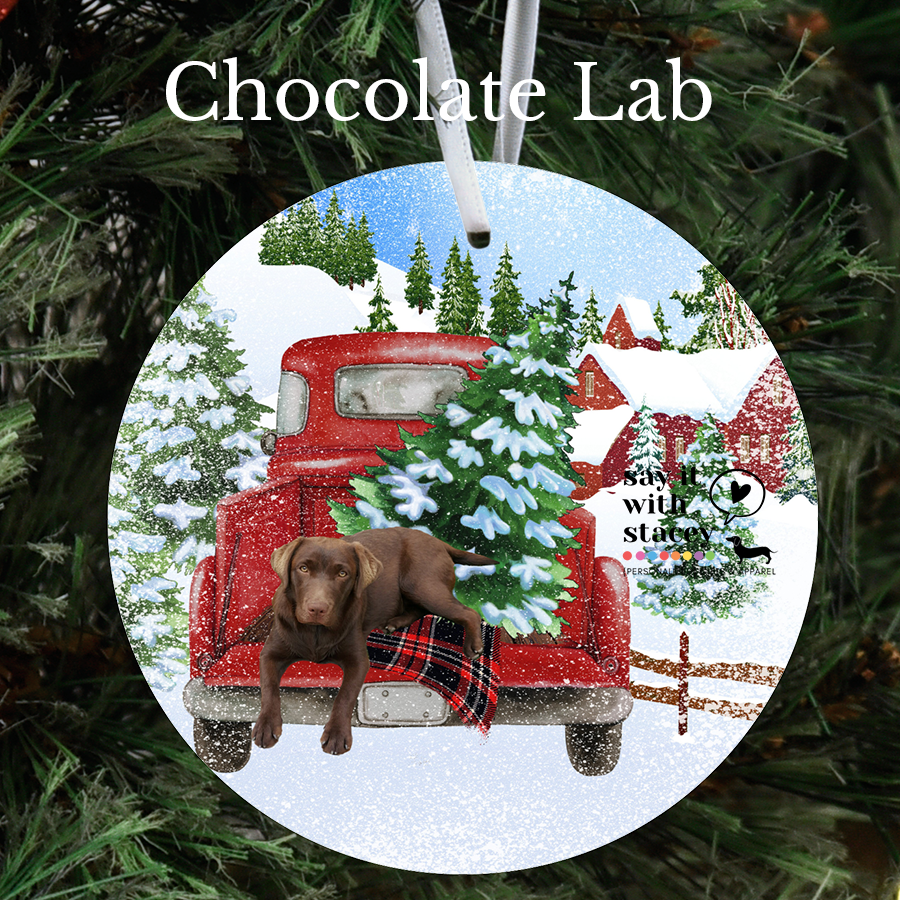 Chocolate lab best sale christmas ornaments