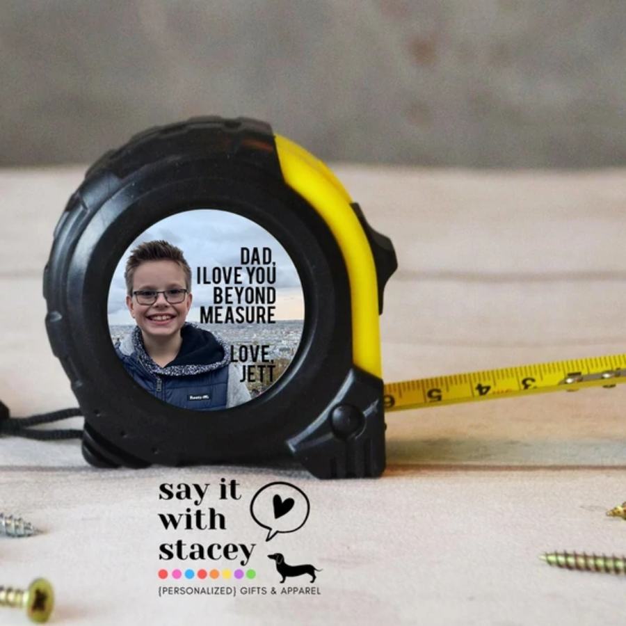 Personalized tape measure store for dad