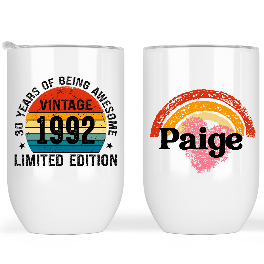 Vintage 1992 Wine tumbler - 30 Years of Being Awesome