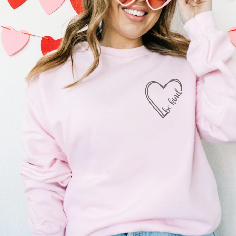 Crew Neck Baby Pink Sweater Be Kind Say it with Stacey 