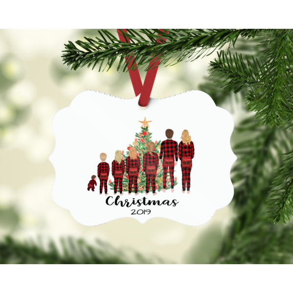 Family Xmas PJ Christmas Ornament - Personalized