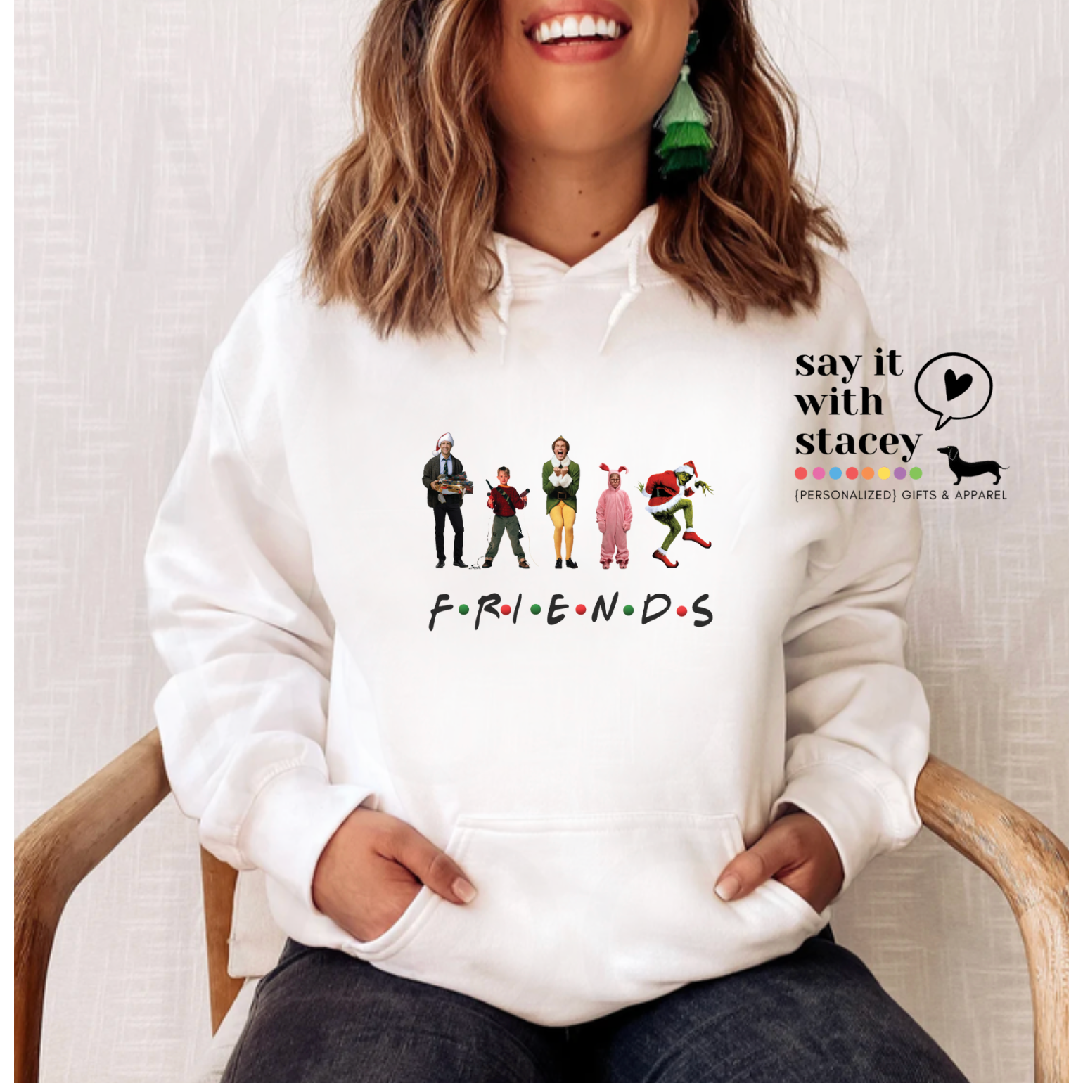 FRIENDS HOODIE or CREW NECK White only - Say it with Stacey