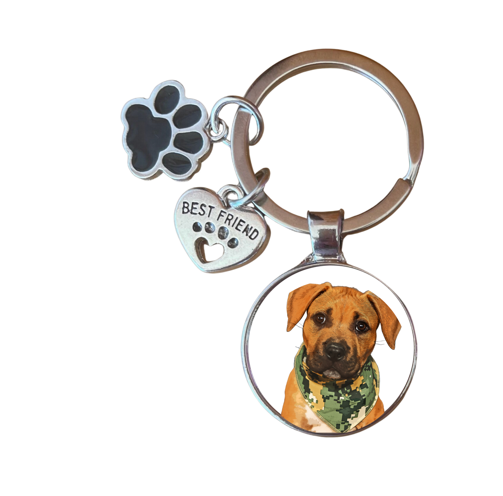 Best Friend Paw Dog Keychain with Customizable Option for Photo or Text