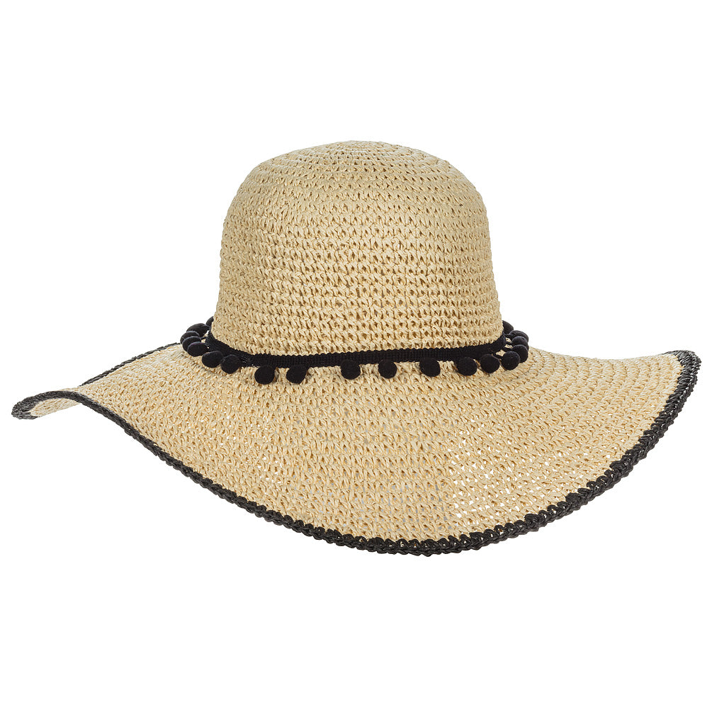 Sun Hat - Pom Pom, Fringe or Black - Adul t