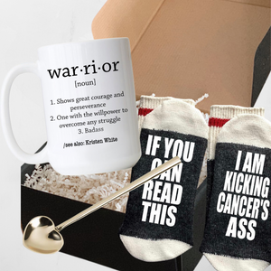 Cancer Care Package - Gift Box, 15oz Mug, Heart Spoon & Socks