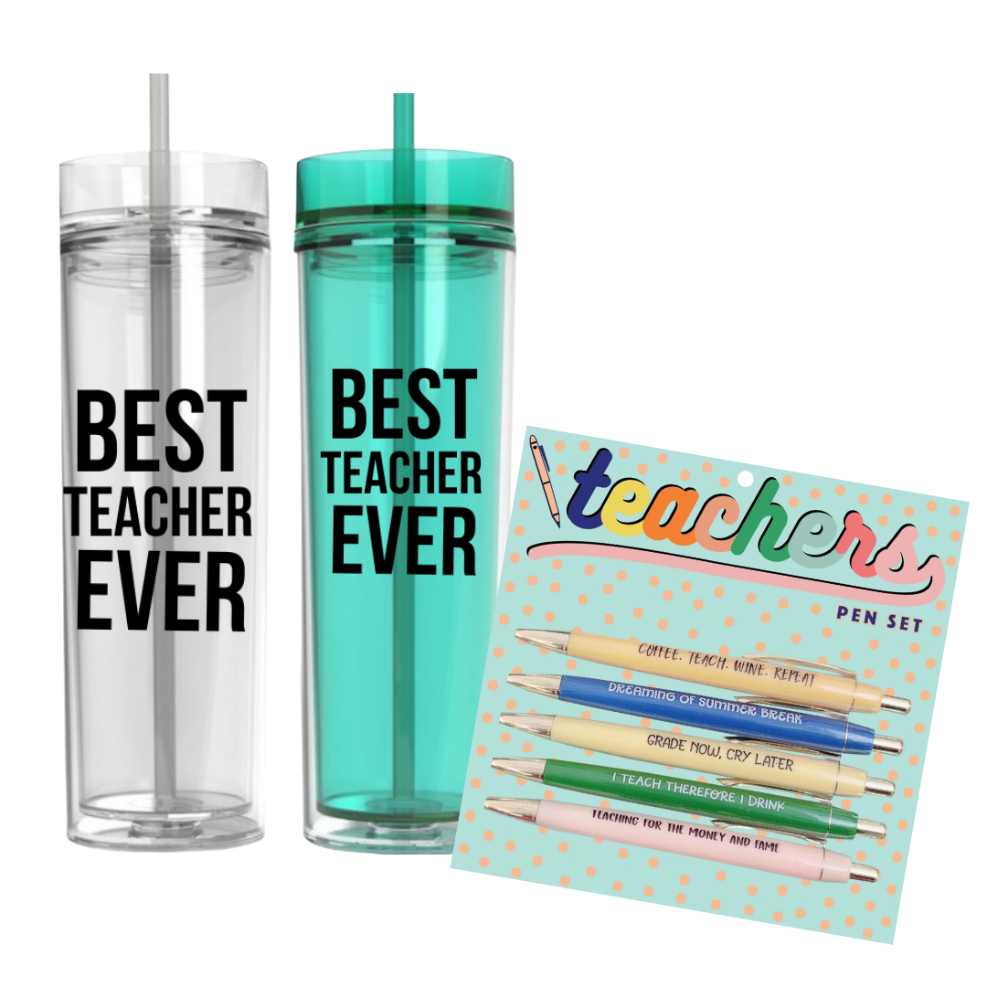 Best Teacher Ever Acrylic Tumbler + Pen Set