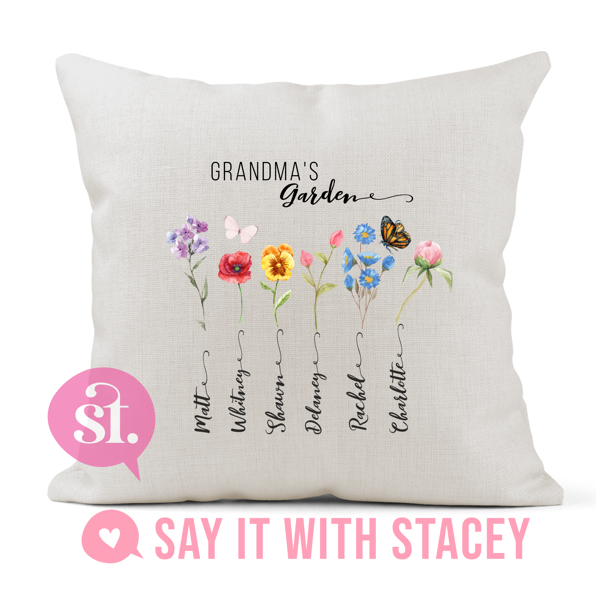 Grandma's Garden Flower Pillow (Customized) 18x18