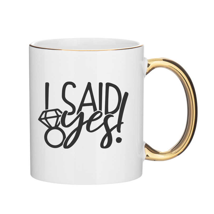 Gold Rimmed <3 Gold Handle Mug + Matching Gold Pen Set