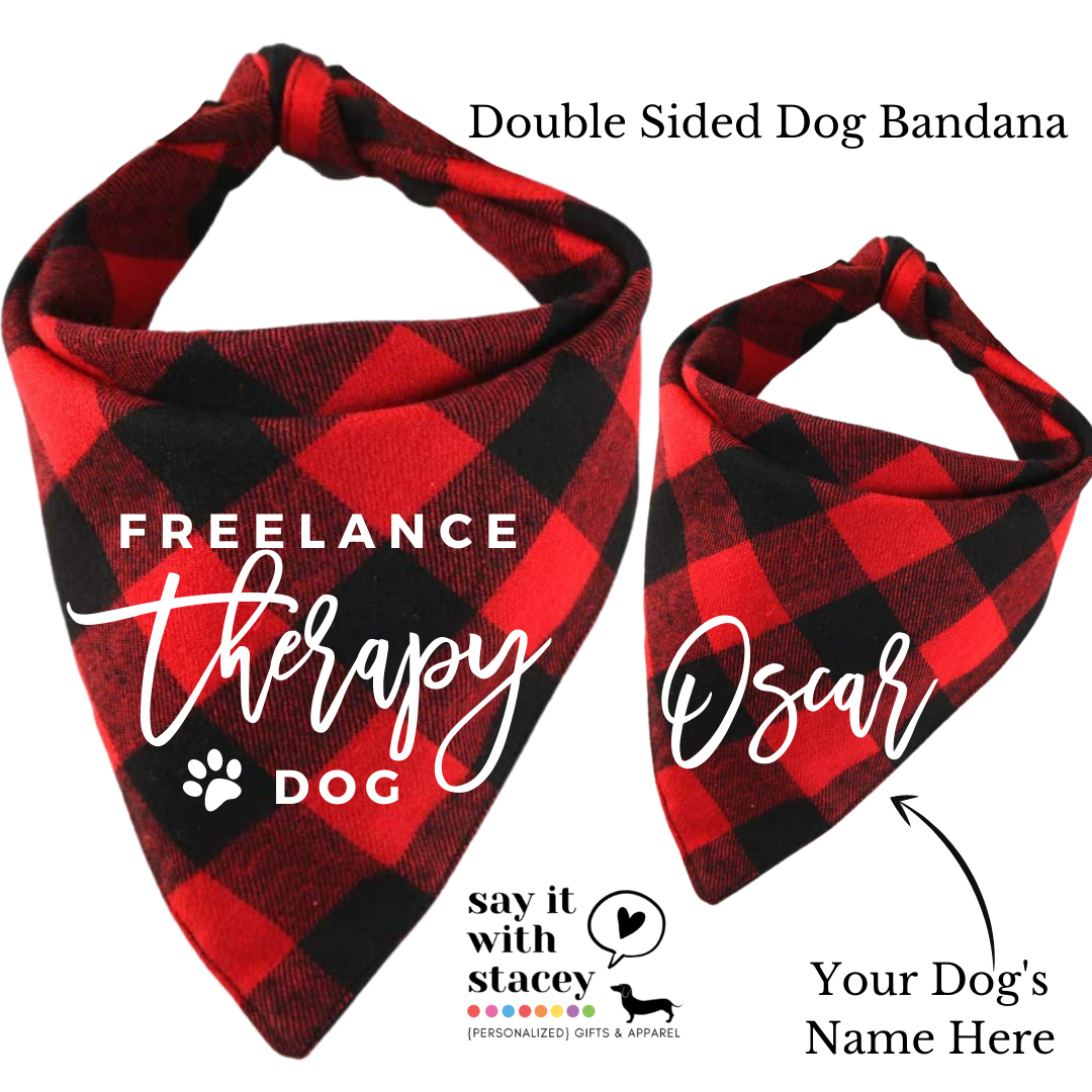 Buffalo Plaid Bandana {Choose your saying} + Personalized Double Sided